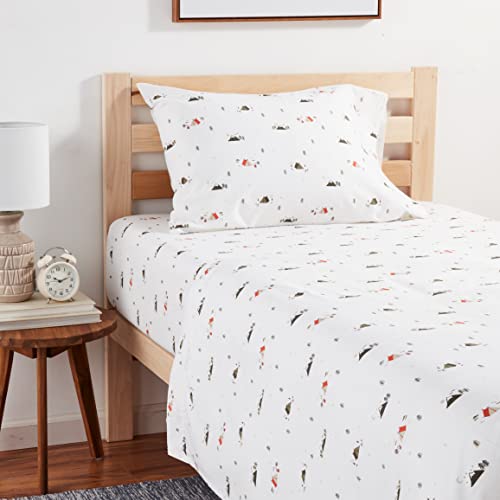 Image of Eddie Bauer - Twin Size Sheet Set, 100% Cotton Percale Bedding, Crisp & Breathable Bed Sheets with Pillowcase, Fully Elastic Fitted Sheet, Deep Pocket Fit (Cascade Camping)