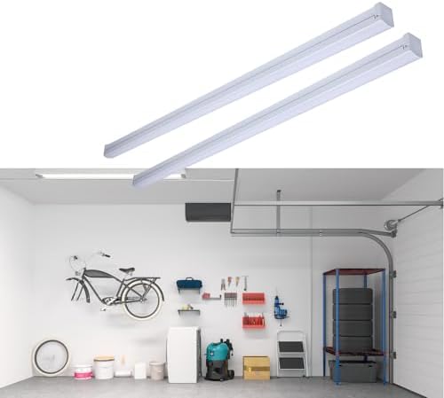 Satco 65-1224 4-Foot LED Strip Light, 30W, CCT Selectable (2700K-5000K), Linkable, Damp Rated, 120V, White Finish, Ideal for Home & Commercial Use (2 Pack)