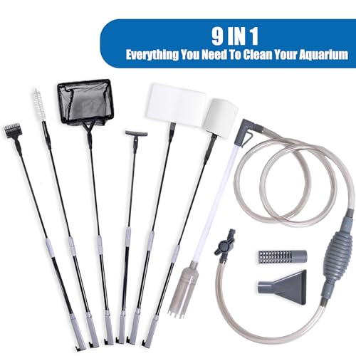 Image of Aquarium Cleaning Kit - Fish Tank Gravel Vacuum Cleaner & Algae Scraper for Glass Tanks, Easy Water Change & Algae Removal for Freshwater & Saltwater Tanks, Maintain Clear & Healthy Water