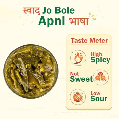 Image of THE LITTLE FARM CO Green Chilli Pickle - Hari Mirch ka Achar (400g)| Less Oil Mustard Base Homestyle Tangy Flavor Chilli Pickles | No Added Preservatives & Flavours | Traditional Recipe
