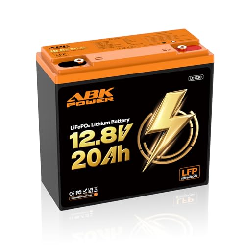 ABKPOWER 12V 20Ah LiFePO4 Battery, 256Wh Lithium Deep Cycle Rechargeable Battery with 20A BMS, 6000+ Cycles for Solar, RV, Marine, Home Backup, Lighting