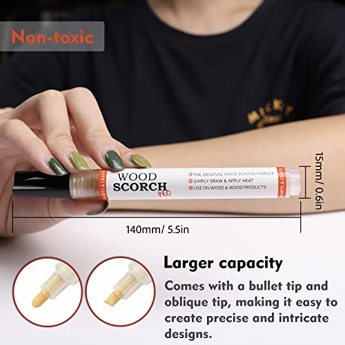 Suiubuy Wood Burning Pen Tool - 2 Pcs Scorch Pen Marker For Crafting & Stencil Wood Burning, Chemical Wood Burner Set With Oblique Tip And Bullet Tip, Accurately & Easily Burn Designs On Wood #TOP1