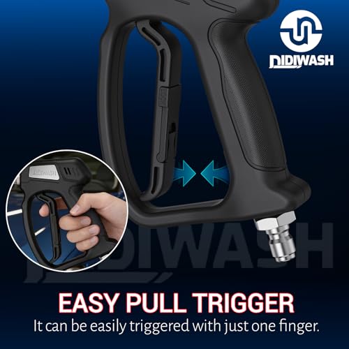 Image of Swivel Pressure Washer Gun with Smoooth Rotate 3 /8 inch Plug,4500PSI Short Power Washer Gun with 1 /4 inch Socket Adapted to Foam Cannon,Pressure Washer Handle Include Spray Nozzle Hose Connector