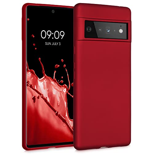 kwmobile Funda para Google Pixel 6 Pro Carcasa - Case TPU y Silicona Ultrafino - Antigolpes con Bordes elevados - Apto Carga inalámbrica - Rojo Oscuro Metalizado