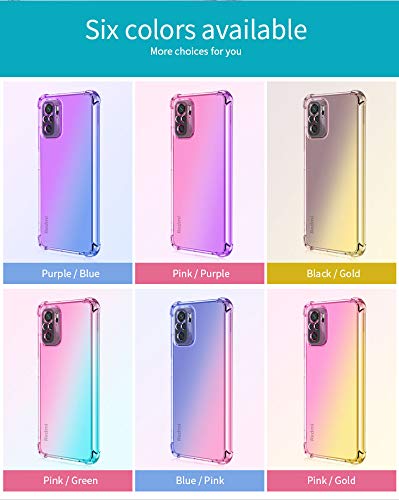 ALAMO Cover Colorata Pendenza per Xiaomi Redmi Note 10 5G / Poco M3 Pro, Traslucido TPU Silicone Custodia con Antiurto Bumper - Rosa Verde