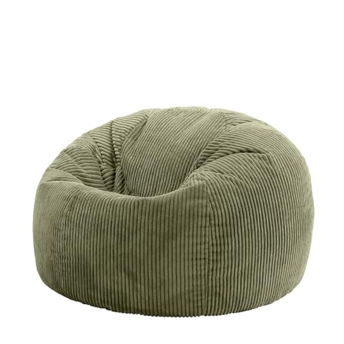 Icon Kingston Sitzsack Cord, Salbeigrün, Sitzsack Erwachsene mit Füllung, Bean Bag, Cord Sessel, Lounge Sessel, Lounge Stuhl, Schlafzimmer, Wohnzimmer, Wohnzimmer Möbel