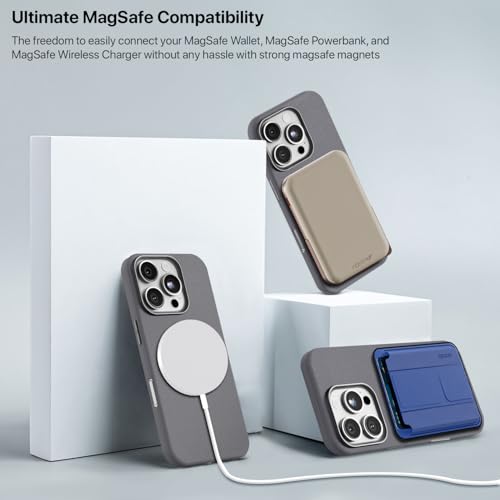 Image of GRIPP Heritage Xtreme Case Compatible with Mag-Safe for iPhone 16 Pro Max | 8ft Drop-Tested with D30 Tech, Premium Leatherette & Silicon, Metal Buttons, Luxuriantly Smooth Texture Back Cover - Grey