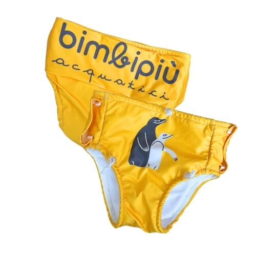 Costume Piscina Contenitivo Artigianale per Bambini 10–36 Mesi per Mare e Piscina (Giallo Sole)