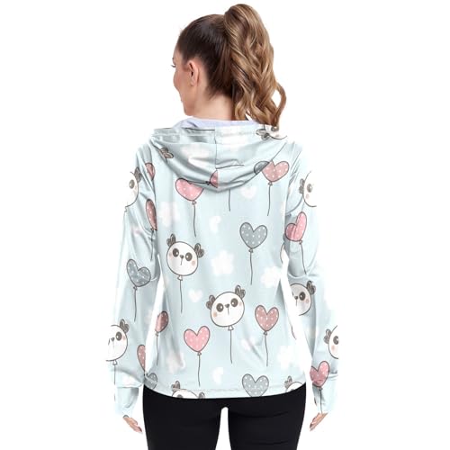 KLL Moletom com capuz de praia para acampamento com proteção FPS 50+ moletom moderno Panda fofo azul