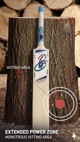 Image of Full Size English Willow Cricket Bat, Cross Weave Tape on The Face | Lightweight | Wooden Long Handle | Free Cover Play for Leather Ball (T20 Special)