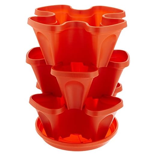 Mr. Stacky Self Watering 3 Tier Stackable Garden Vertical Planter Set, Terracotta