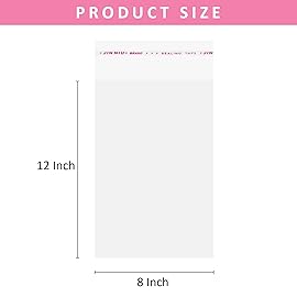 Brandon-super 200 Pack Sealing Cellophane Bags - Clear Cookie Bags Resealable, Self Adhesive for Packaging Gifts, Cookies - Candy Bags, Jewelry Bags, Sample Bags - 8X12 Inch