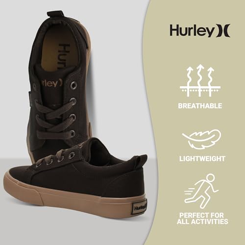 Image of Hurley Kids Finn Sneakers - Canvas Skate Shoes for Kids, Low Cut Tennis Shoes for Girls and Boys