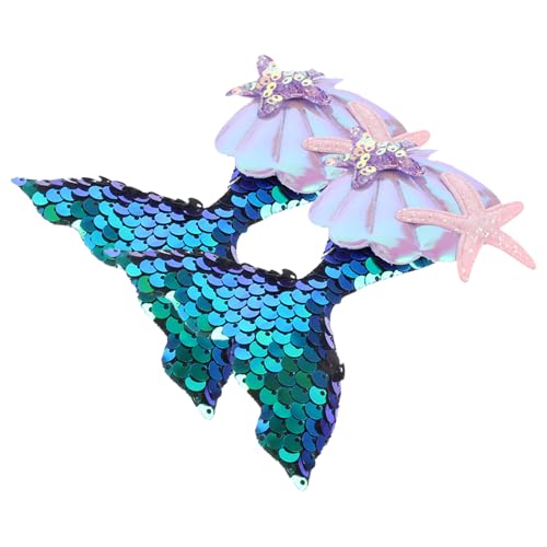 DIYEAH Pinzas Pelo de Sirena para Niñas, 2 Piezas Lentejuelas Brillantes, Accesorios Temáticos Oceánicos, Clips de Playa para Cabello Infantil, Decoración Veraniega para Fiestas