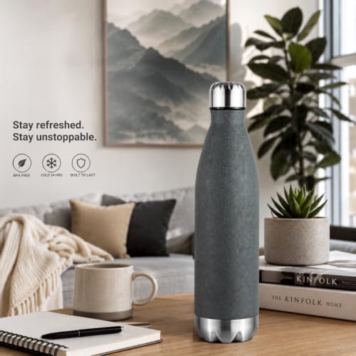 Image of 304 Stainless Steel Viva Insulated Flask 750ml | Hot & Cold 24 Hours | Double Wall, Lightweight, Leak Proof, BPA-Free Bottle | Ideal for Office, Gym, School & Travel (Dark Grey, Pack of 1)