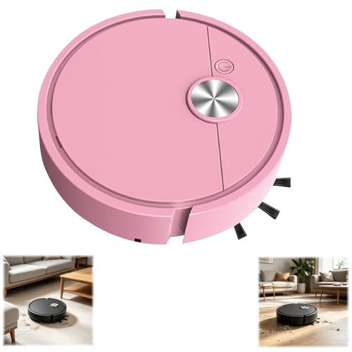 Kryilut Mini Saugroboter Mini Staubsauger Roboter Kleiner Automatischer Staubsauger für Auto Wiederaufladbares Reinigungsgerät für Autos Schreibtische und kleine Bereiche (Rosa)
