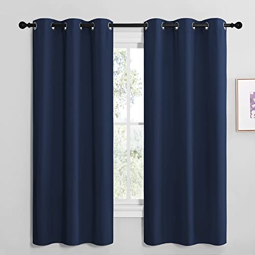 Image of NICETOWN Blackout Draperies Curtains, All Season Thermal Insulated Solid Grommet Top Blackout Curtains /Drapes for Kid's Room (Navy, 1 Pair, 42 x 68 inches)