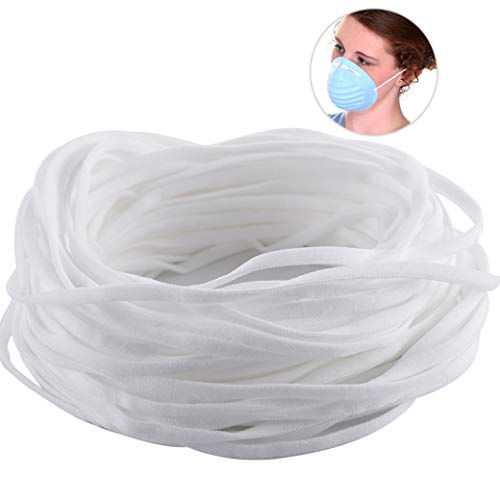 Timart 25 Yard 1/4 Inch Wide Elastic String Cord Bands Rope for Face Mask DIY Crafts Project Bracelet String Trim for Crafting,Hanging, White