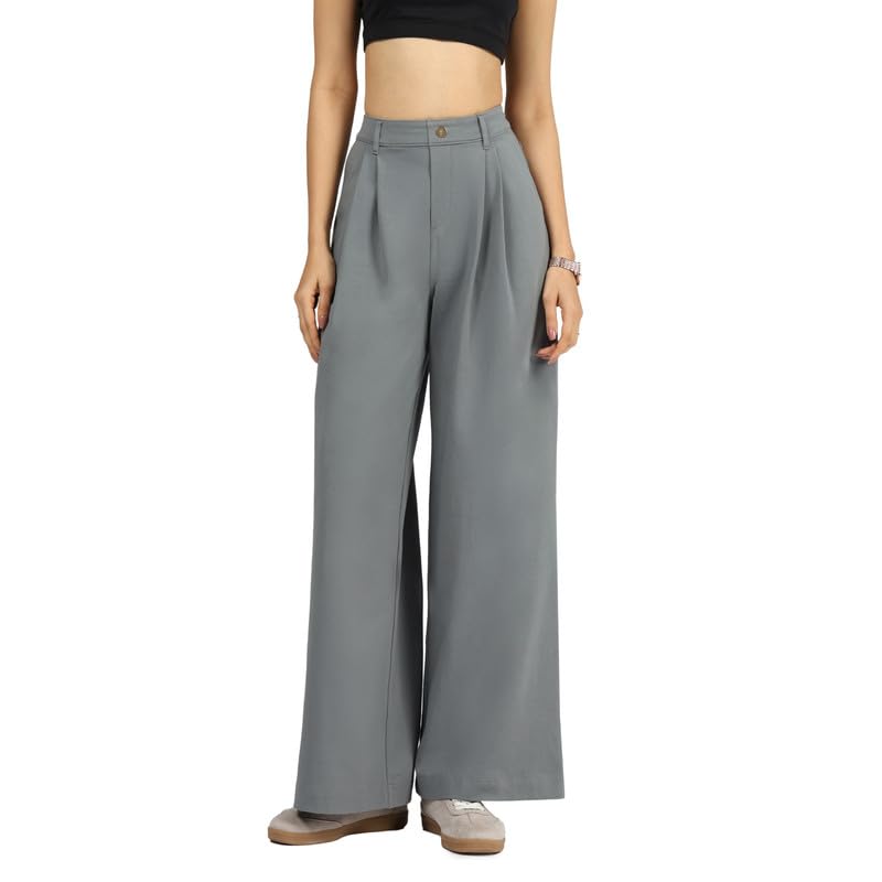 BlissClub AM:PM Korean Tailored Trousers | Mock Fly | Belt Loops | Gold Button | 95% Cotton | CottonFlo Fabric | Breathable