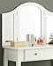 Roundhill Furniture Sunny White Wooden Vanity, Make Up Table and Stool Set