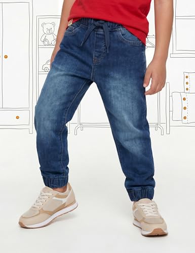 Image of Amazon Brand - Symbol Boys Cotton Rich Stretchable Slim Fit Jogger Jeans | Elasticated Waistband and Cuff | Casual Denim | Age 2-14 Years