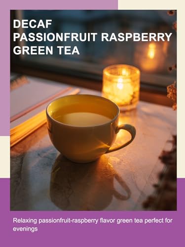 Image of TeeLux Decaf Passion Fruit & Raspberry Green Tea, Aromatic & Smooth, 100 ct