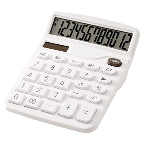 Calculatrice de bureau blanche YOUHO avec grand écran LCD 12 bits