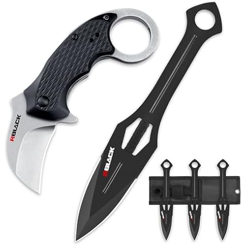 RBLACK Karambit Folding Knife and Throwing Knives Set, Great Knife Set Cover