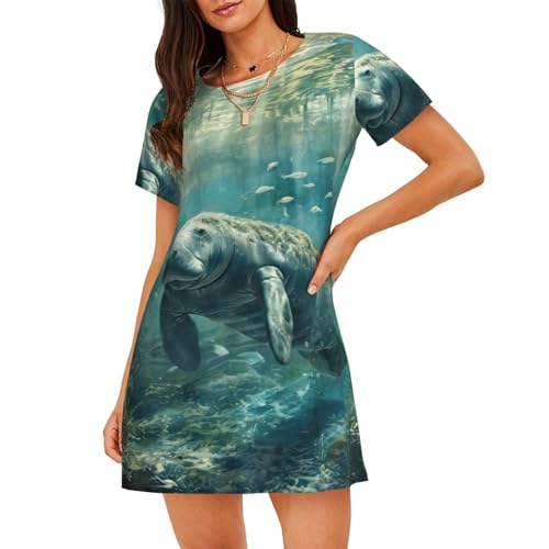 Chemise de nuit manches courtes Crazy Save Manatee en textile ultra léger respirant