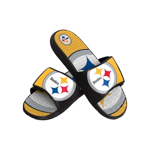 Image of FOCO mens NFL Team Logo Athletic Sport Shower Flip Flop Sandals Gel Slides