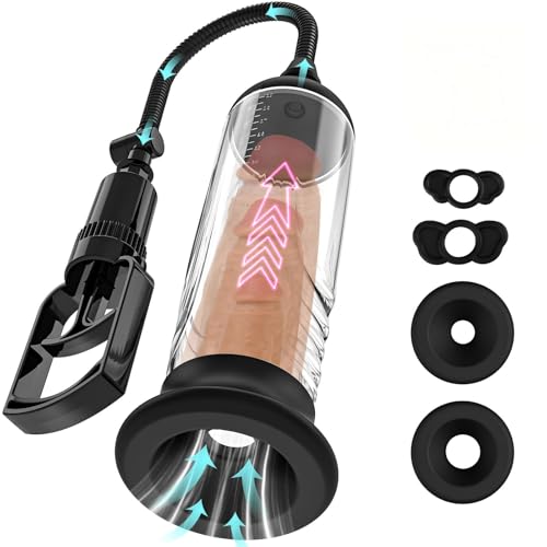 Manual Penis Pump Penis Enlarger Pump Vacuum Suction Enlargement & Erection Massage Adult Male Sex Toys for Men Stronger Bigger Erections with 2pcs Suction Sleeves & Cock Ring