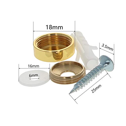 Clavos de acero inoxidable para espejos con cabezal, 2 piezas, 18 mm, acabado pulido, tono dorado miniatura 4