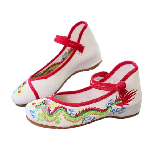 Ballerines en coton blanc à motif dragon pour vos sorties décontractées