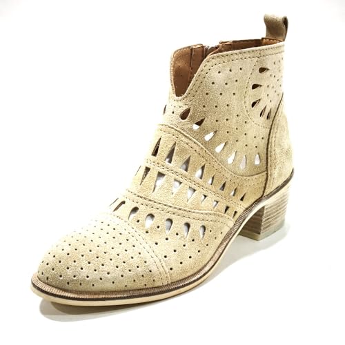 Botín Casual de Ante, con tacón - 54331108 para: Mujer Color: Arena Talla: 38