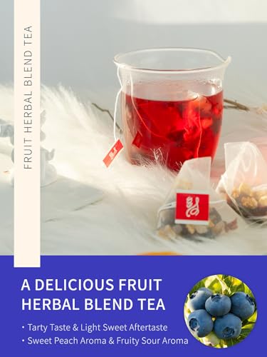 Image of TeeLux Blueberry Hibiscus Tea Bags, Caffeine Free Fruit Herbal Tea, 30Count | Sweet & Tart Fruit Flavor, Hibiscus Blend with Cranberry, Blueberry, Peach, Apple, Hibiscus, Hawthorn