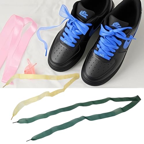 Zorfeter 10 Pairs Fashion Shoe Laces 2.5 CM Wide, Soft Silk Satin Shoelaces Colorful Shoestrings, Casual Flat Shoestrings for Women Girls/Lady Sneaker(10 Colors, 47.24” Length)2