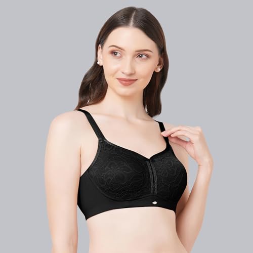 Image of SOIE Women Non Padded Non-Wired Full Coverage Minimizer Lace Bra