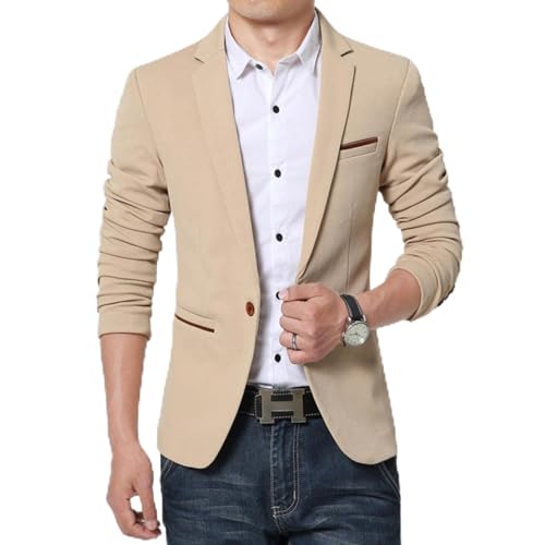 SARGE Blazer de Negocios para Hombre Primavera otoño Casual algodón Slim Fit Chaqueta de Traje de Lujo para Hombre Blazer de un Solo botón Masculino de Talla Grande M-5XL