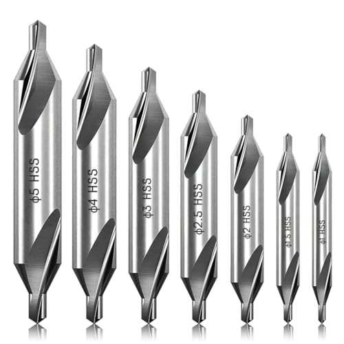 Image of Serplex 7 Pieces Center Drill Bits Set M2 High Speed Steel Center Drill Kit Lathe Tools with 60-Degree Angle for Lathe Metalworking and Precision Drilling in Size 1.0 1.5 2.0 2.5 3.0 4.0 5.0