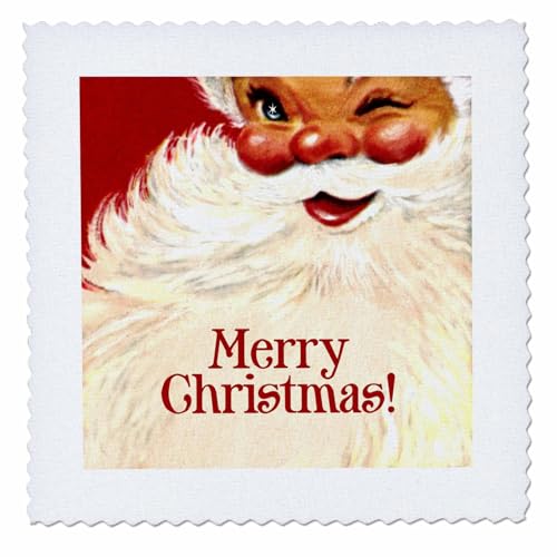 20x20 inch Quilt Square - Merry Christmas- Image of Jolly Santa Claus with a twinke in his Eye Christmas Designs