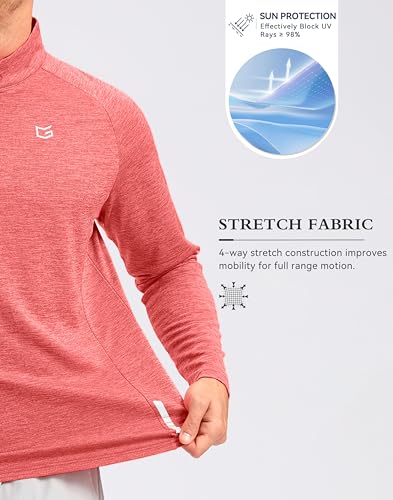 Image of G Gradual Men's Quarter Zip Pullover Running Athletic Shirts Long Sleeve | Lightweight, Quick Dry, Moisture Wicking, Sun Protection, 1 /4 Zip Golf Pullover for Men Workout, Gym, Hiking, Casual