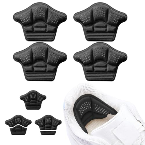 靴擦れ防止 かかとパッド 4枚入り 靴 かかと 脱げ 防止 サイズ調整 かかとパッド クッション性 衝撃吸収 滑り止め パカパカ防止 脱げ防止 女兼用 自由にカット可能 （ブラック（2ペア）のサムネイル