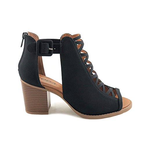 Soda Womens Fahsoin Aran Open Toe Heel Sandal,Black,8