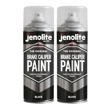 JENOLITE Brake Caliper Spray Paint | BLACK GLOSS | Brake and Caliper Restoration Spray Paint | Durable Finish, Heat and Petrol Resistant | 2 x 400ml | RAL 9005