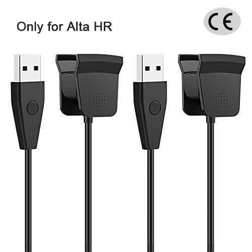 Hagibis Compatible for Fitbit Alta HR Charger with Reset Button Replacement Charging Cable with Reversible Plug USB Connector for Fitbit Alta HR (2 Pcs)-Not for Fitbit Alta (2 Pcs)