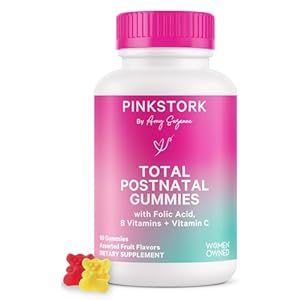 Pink Stork Postnatal Vitamin Gummies – Daily Multivitamin for Women After Pregnancy – Postpartum Recovery & Breastfeeding Support – Folic Acid, B6, B12, Vitamin C, Biotin & Zinc – 60 Gummies