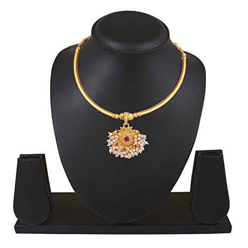 Bodha Bollywood Style CZ, Zircons, Pearls Gold Plated Traditional Indian Ethnic Thushi Necklace Jewelry For Women (SJ_2294)3