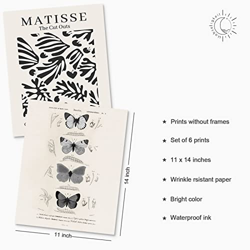 Image of Habseligkeit Butterfly Master Wall Art Prints, Abstract Matisse Wall Art Exhibition Posters, Vintage Wall Art Prints, Retro Room Decor for Aesthetic Bedroom 11x14inch, Unframed