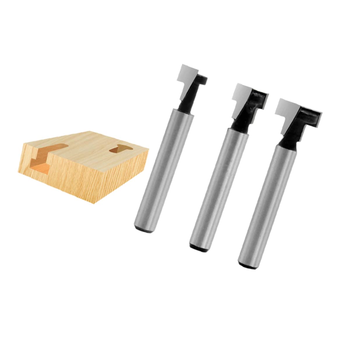 VILLCASE Woodworking Router Bits Set 3pc Keyhole Knife T-Type Cleaning Bottom 1/4 Shank Precision End Mill Cutters for Wood