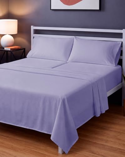 Image of Sleepy Town Split King Size Bed Sheets - 5 Piece - Split King Sheet Set - Extra Soft, Comfy & Cooling - Easy Care - Shrinkage, Wrinkle & Fade Free - Brushed Microfiber - Deep Pocket Sheets (Lavender)